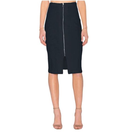 Amanda Uprichard Kara black zip front midi pencil skirt Size XS (P) - Picture 1 of 7